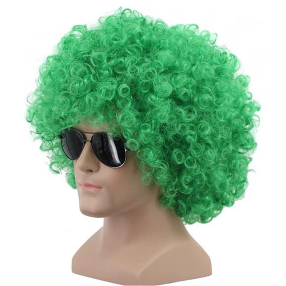 Wig 70s 80s Disco Costume Hair Green - Picture 2 of 4